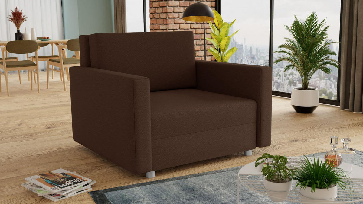 SCHLAFSOFA Pura Midi - Silberfarben/Braun, Holz/Kunststoff (102/83/105cm)