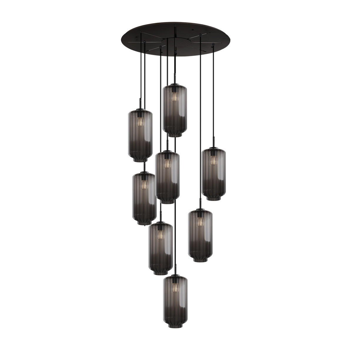 GALERIELEUCHTE Velo 8-flammig Rauch Ø 18cm - Anthrazit/Schwarz, Glas (18/18/33cm) - s.luce