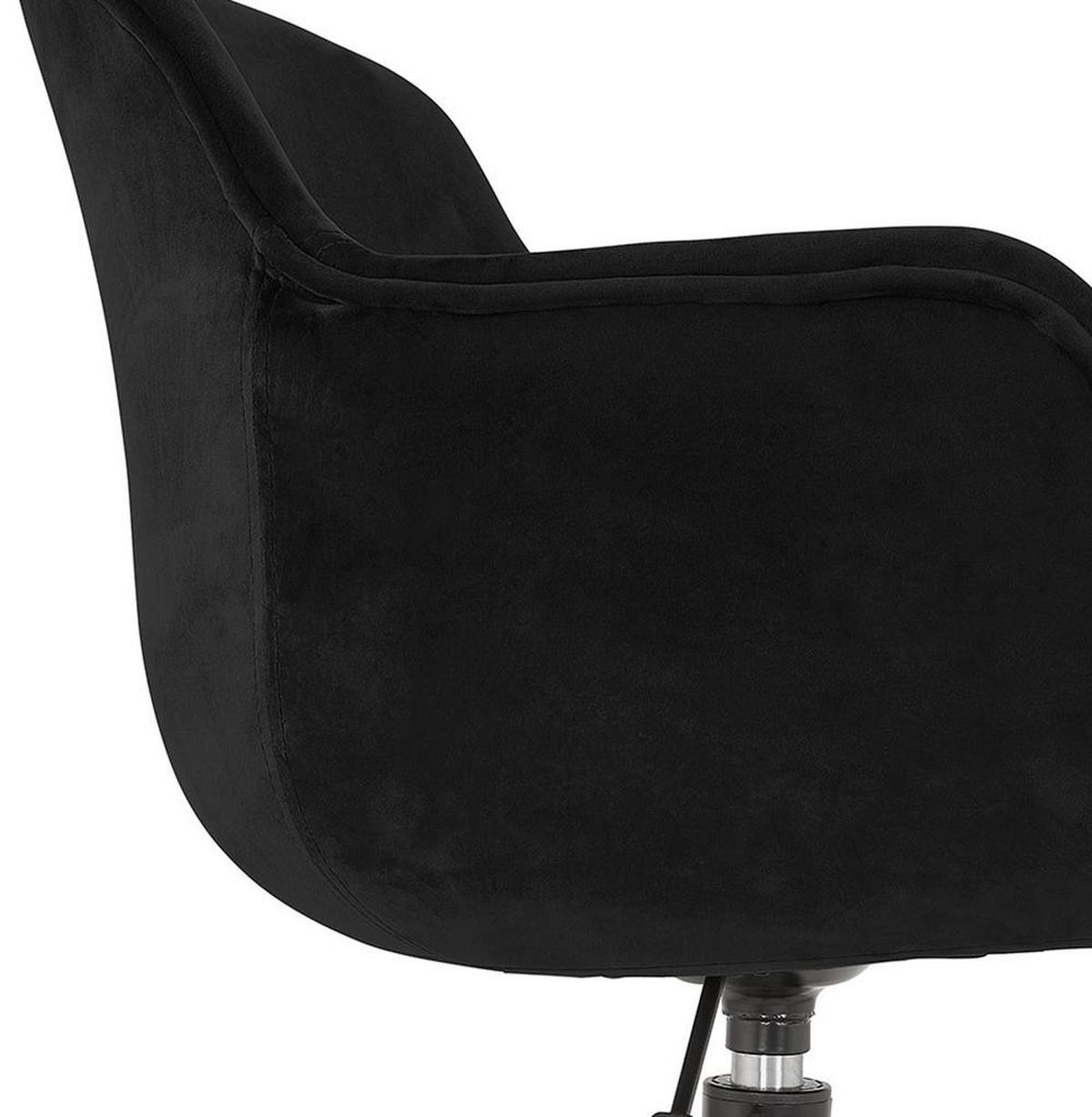 BÜROSTUHL Samt mit Rollen, 360° drehbar und höhenverstellbar PILANO, Schwarz 54x59x80 cm - Schwarz, Textil/Metall (59/80/54cm) - KADIMA DESIGN