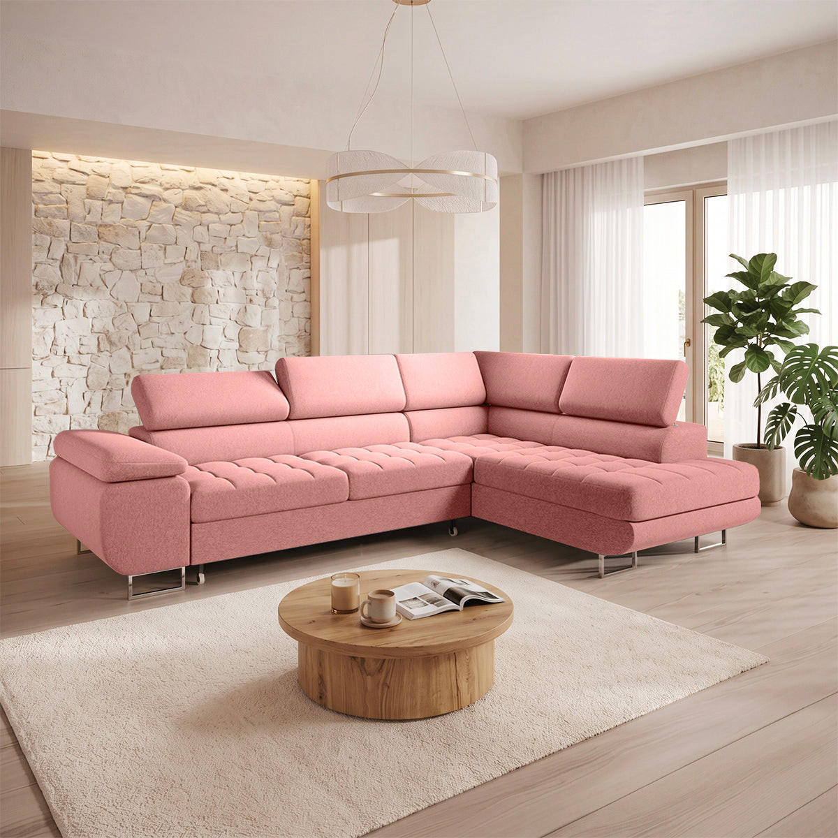 ECKSOFA Eden 4 Sitzplätze Korallenrosa - Rosa, Textil (271/201cm) - Petits-meubles