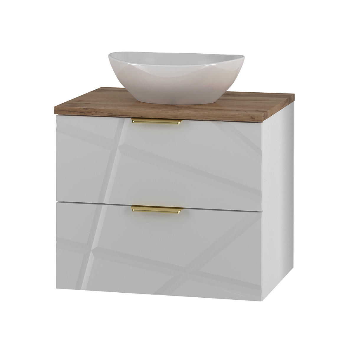 BADMÖBEL Aurora 2er-Set Weiß - Weiß, Holzwerkstoff (60.6/52.2/46.5cm) - Petits-meubles