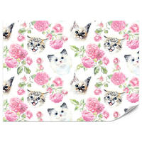 FOTOTAPETE für Badezimmer Kätzchen Rosen Blumen 100x70 - Beige/Rosa, Papier (100/70cm) - Muralo