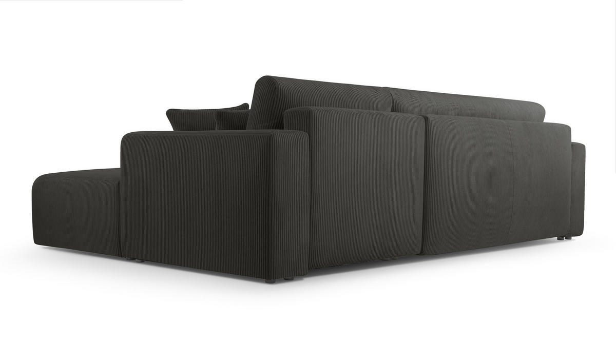 ECKSOFA L Form Catea Dunkelgrau 279/145/84 cm Rechts mit Schlaffunktion - Dunkelgrau/Schwarz, Kunststoff/Textil (279/145cm) - AX Living
