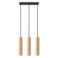 PENDELLEUCHTE Stahl Holz Schwarz 3-flammig - Braun, Holz (40/6/100cm)