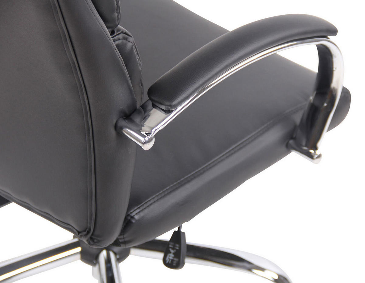 BÜROSTUHL Bradley, Kunstleder Schwarz - Schwarz, Textil/Metall (64/122/70cm) - TPFLiving