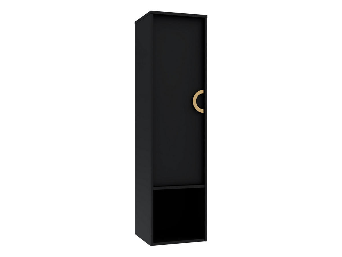 DULAP ÎNALT DE BAIE 14 - auriu/negru, compozit lemnos/metal (35/133/34cm) - MIRJAN24