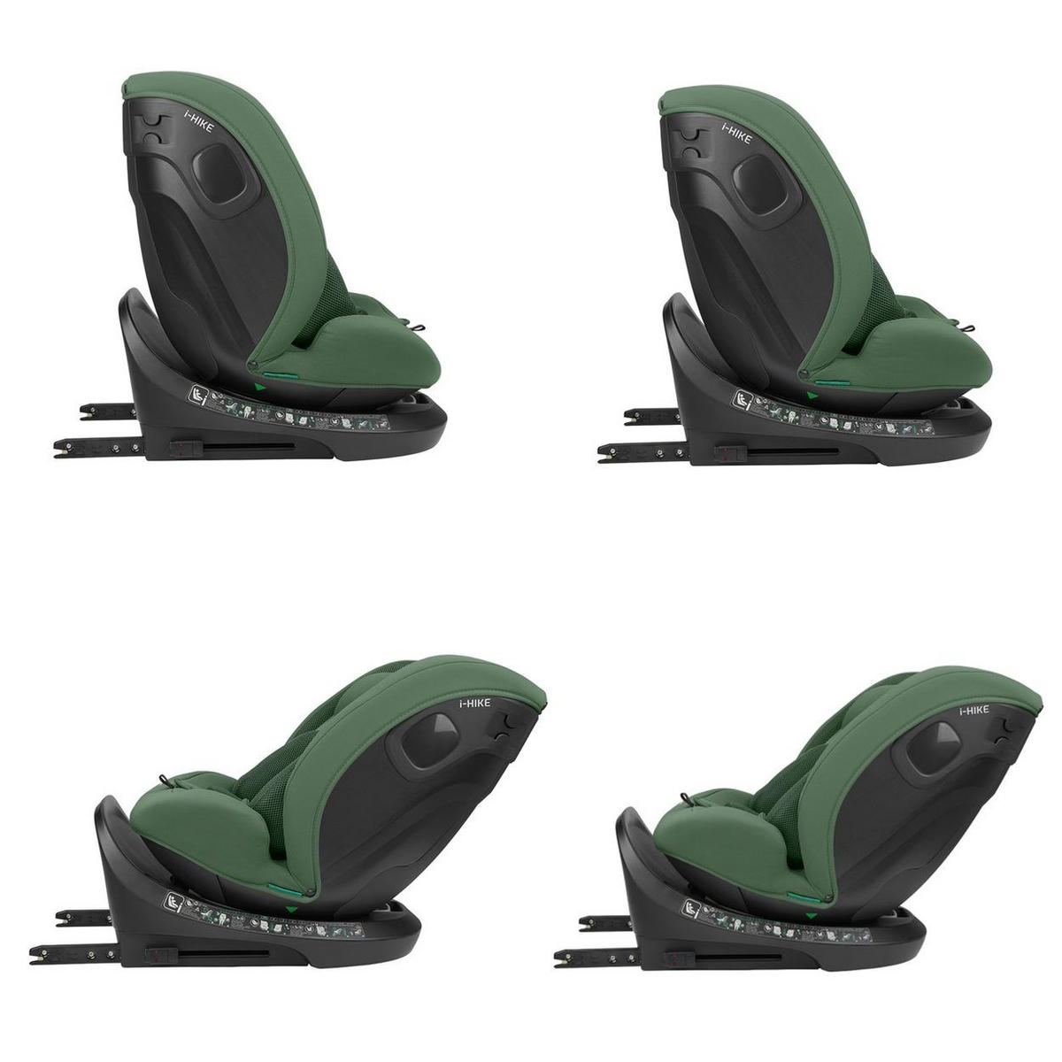 KINDERSITZ i-Size i-Hike dunkelgrün (40-150 cm) Isofix, 360° drehbar, verstellbar - Grün, Kunststoff (44/58/53cm) - Kikka boo