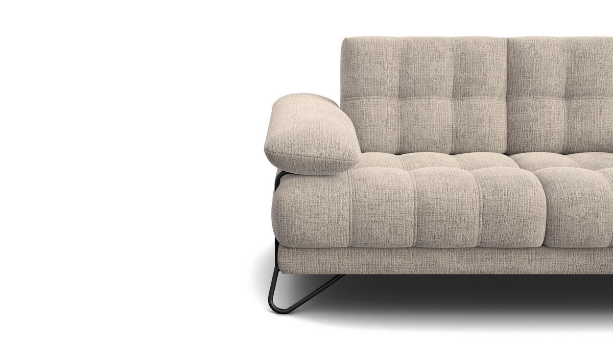 SOFA BUBBARA 2-Sitzer, beige - Beige/Schwarz, Holz/Textil (185/87/96cm) - Courtois Laville