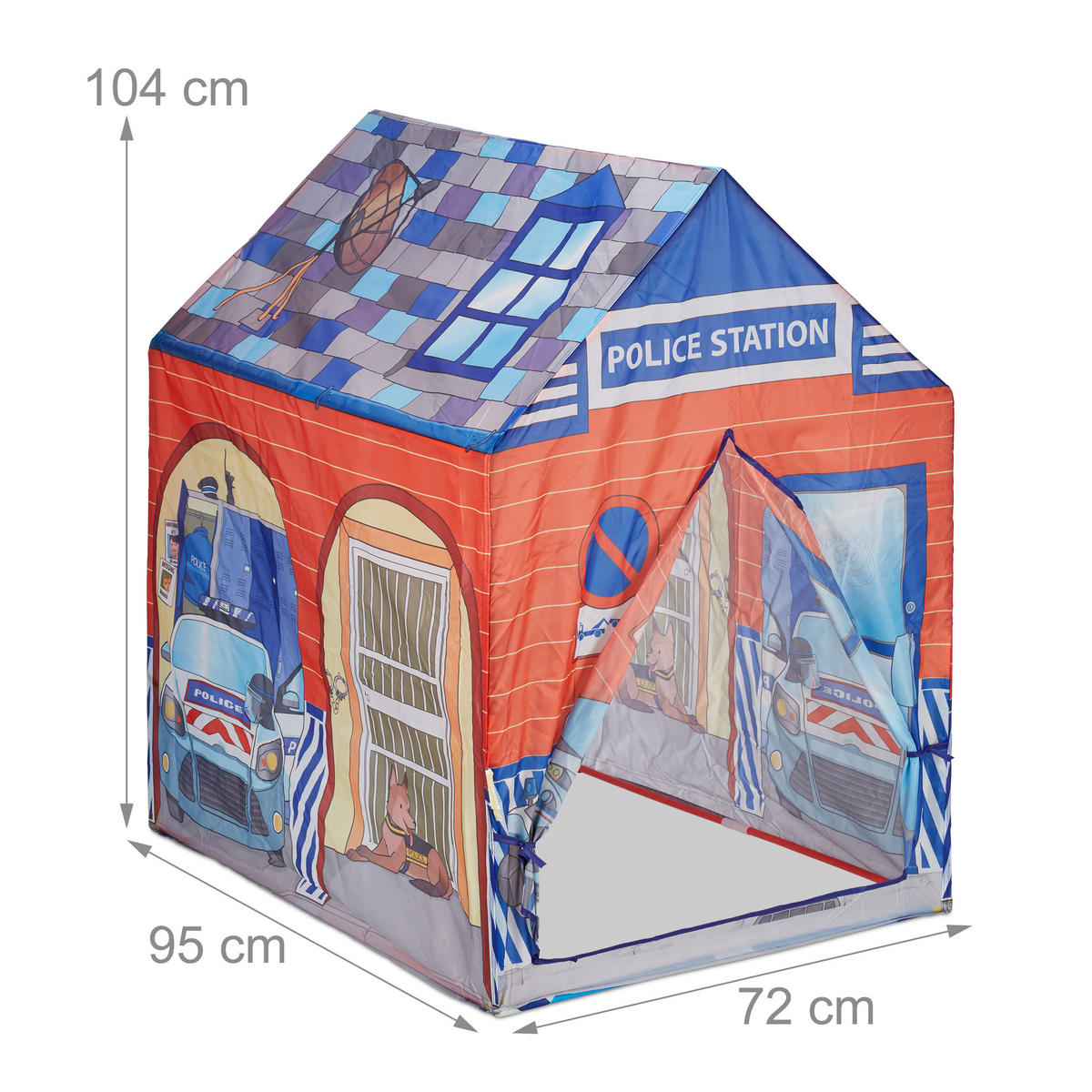 SPIELZELT Polizei - Multicolor, Kunststoff/Textil (72/95cm) - Relaxdays