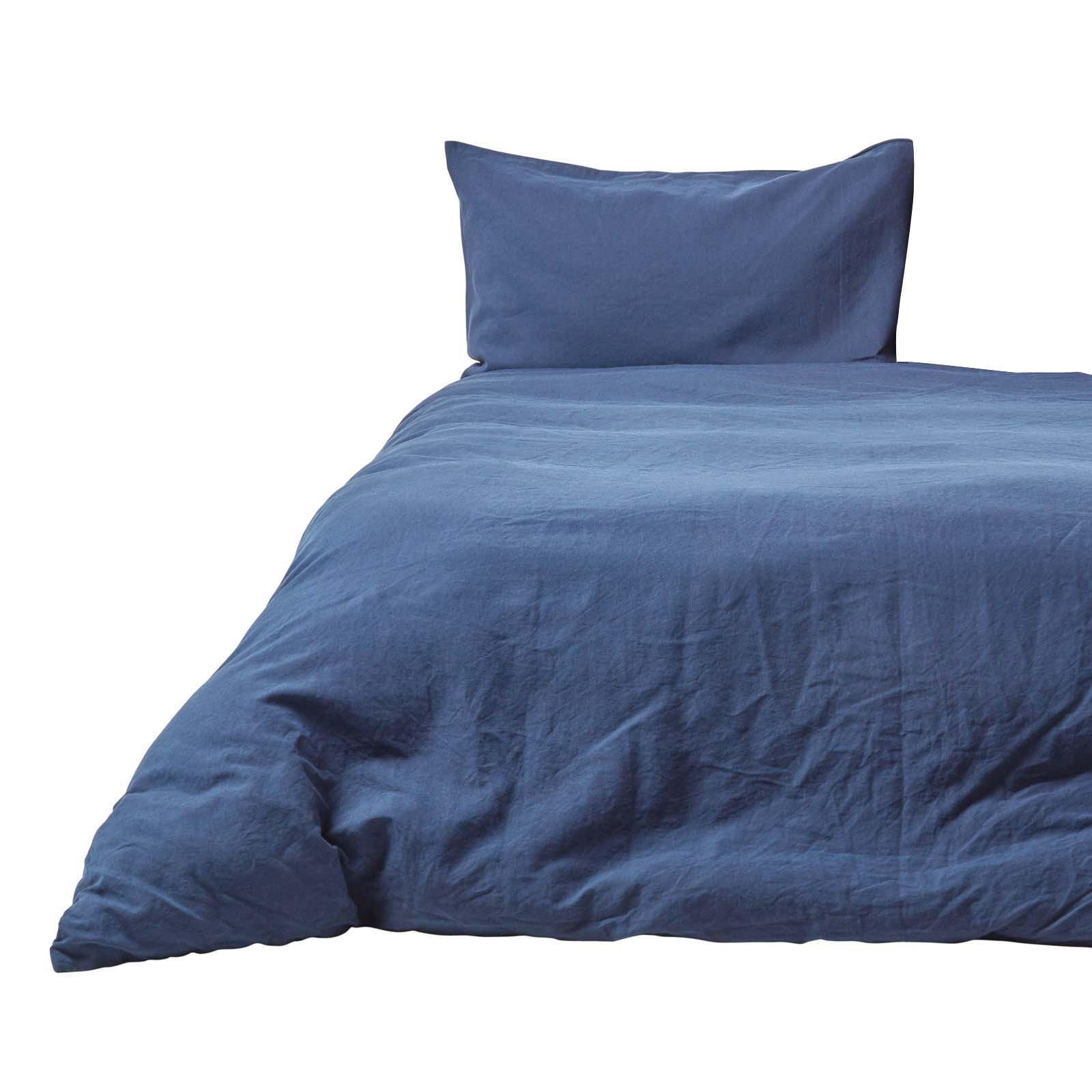 BETTWÄSCHE Leinen - Dunkelblau, Textil (150/200cm) - Homescapes