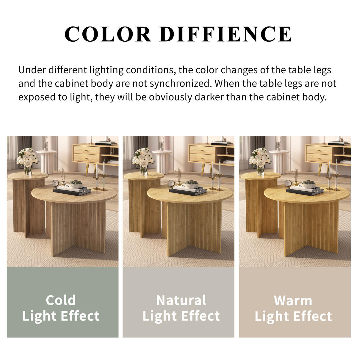 COUCHTISCH DE-144 Nest Set Eichenholzfarbe - Eichefarben, Holzwerkstoff (76/76/50cm) - ComfortXL