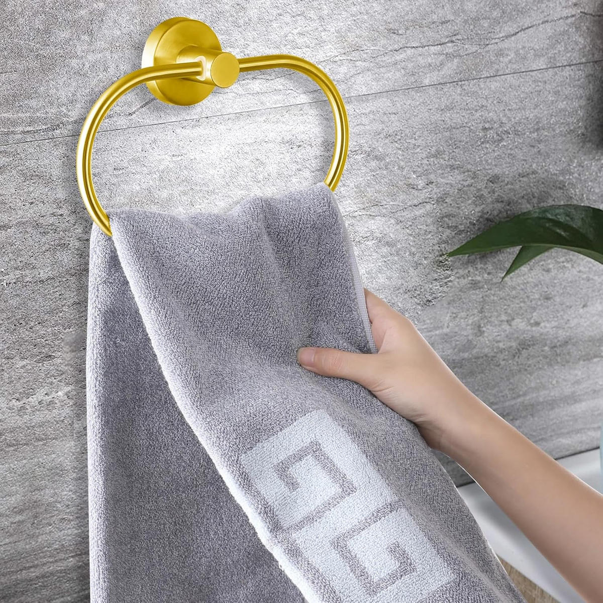HANDTUCHSTANGE , Set mit 2 goldenen Handtuchringen - Gelb, Metall (5.5/1/20.2cm) - BELZ