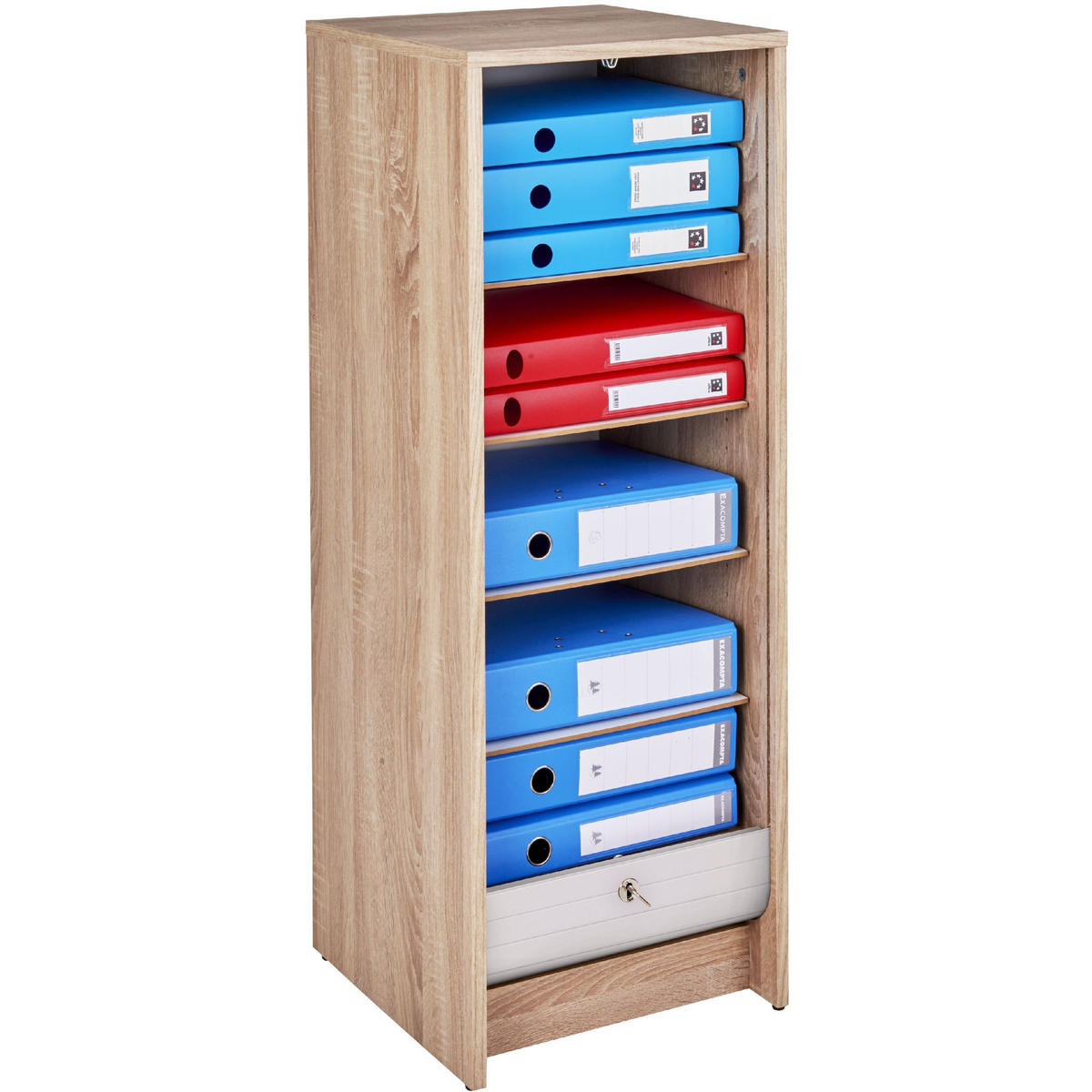 AKTENSCHRANK mit Rolladentür 38,5/35/104cm - Eichefarben/Weiß, Holzwerkstoff (35/104/38.5cm) - Simmob