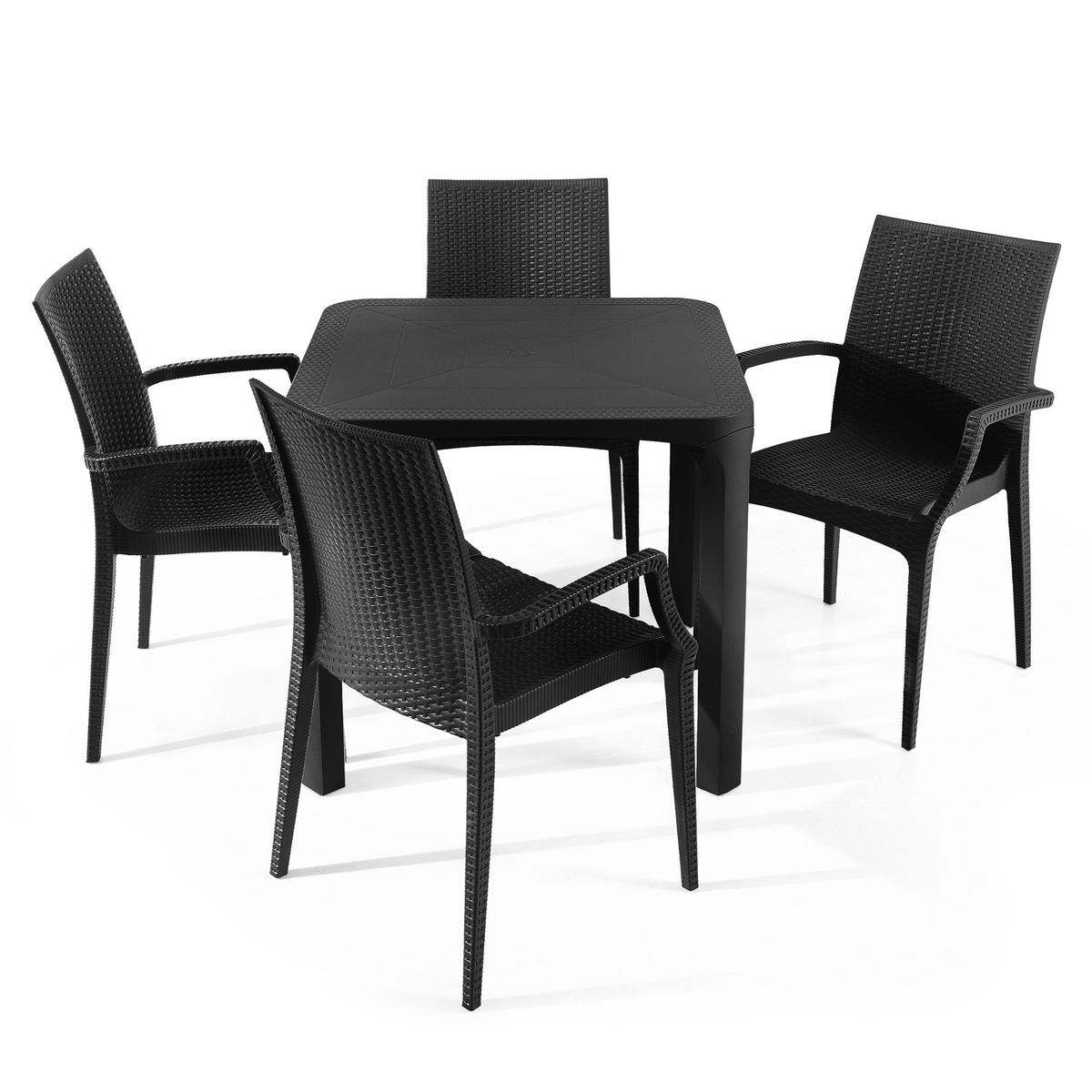 GARTENMÖBEL-SET LEOPSI, ETULI 5-tlg, Anthrazit - Anthrazit, Kunststoff - KONSIMO®