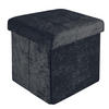 SITZHOCKER Faltbar mit Samtbezug 38/38/38 cm (Schwarz) - Schwarz, Karton (38/38/38cm) - Intirilife