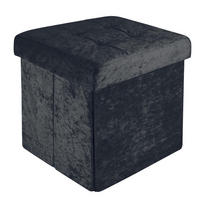 SITZHOCKER Faltbar mit Samtbezug 38/38/38 cm (Schwarz) - Schwarz, Karton (38/38/38cm) - Intirilife