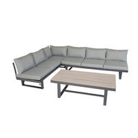 GARTENLOUNGE-SET Largo Grau Aluminium höhenverstellbarer Tisch für 6 Personen - Grau, Kunststoff - bellavista - Home & Garden