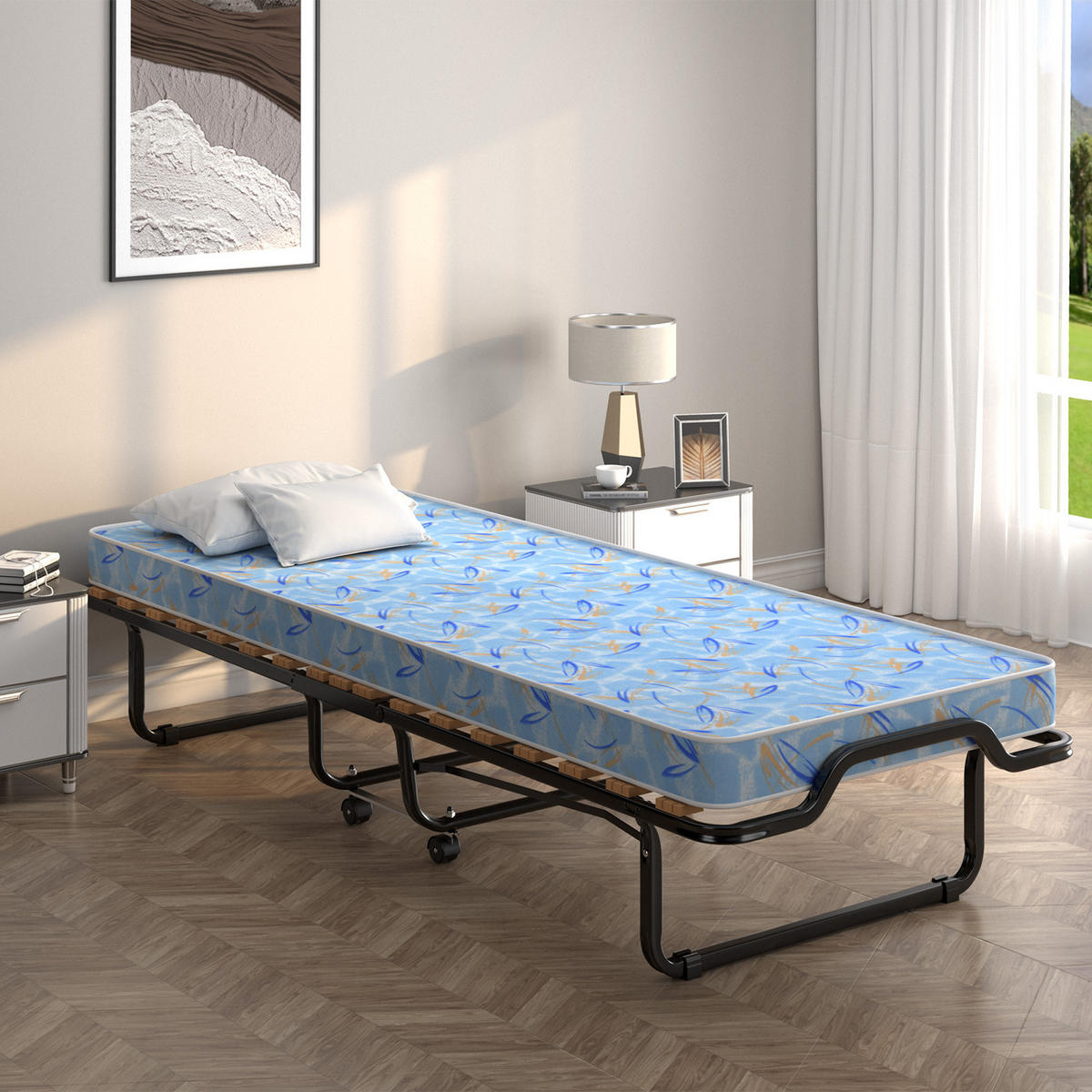 GASTEBETT Blau - Blau, Metall - COSTWAY