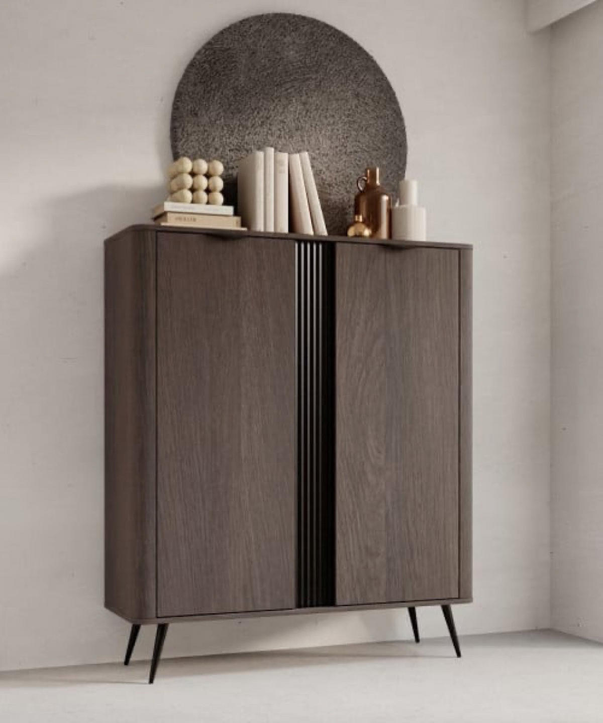 KOMMODE Hoch ERIS Mit Hohen Beinen Und Rillen - Braun, Holzwerkstoff (113.2/134.2/38cm) - Sepro Meble