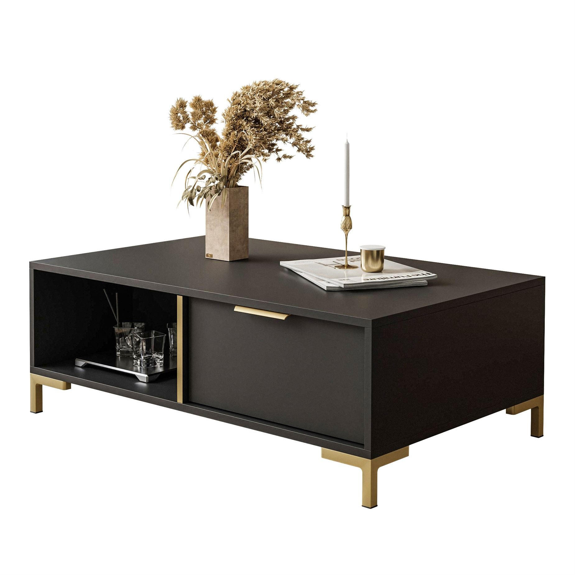 Lookway Couchtisch Schwarz 97x38.4x60 cm