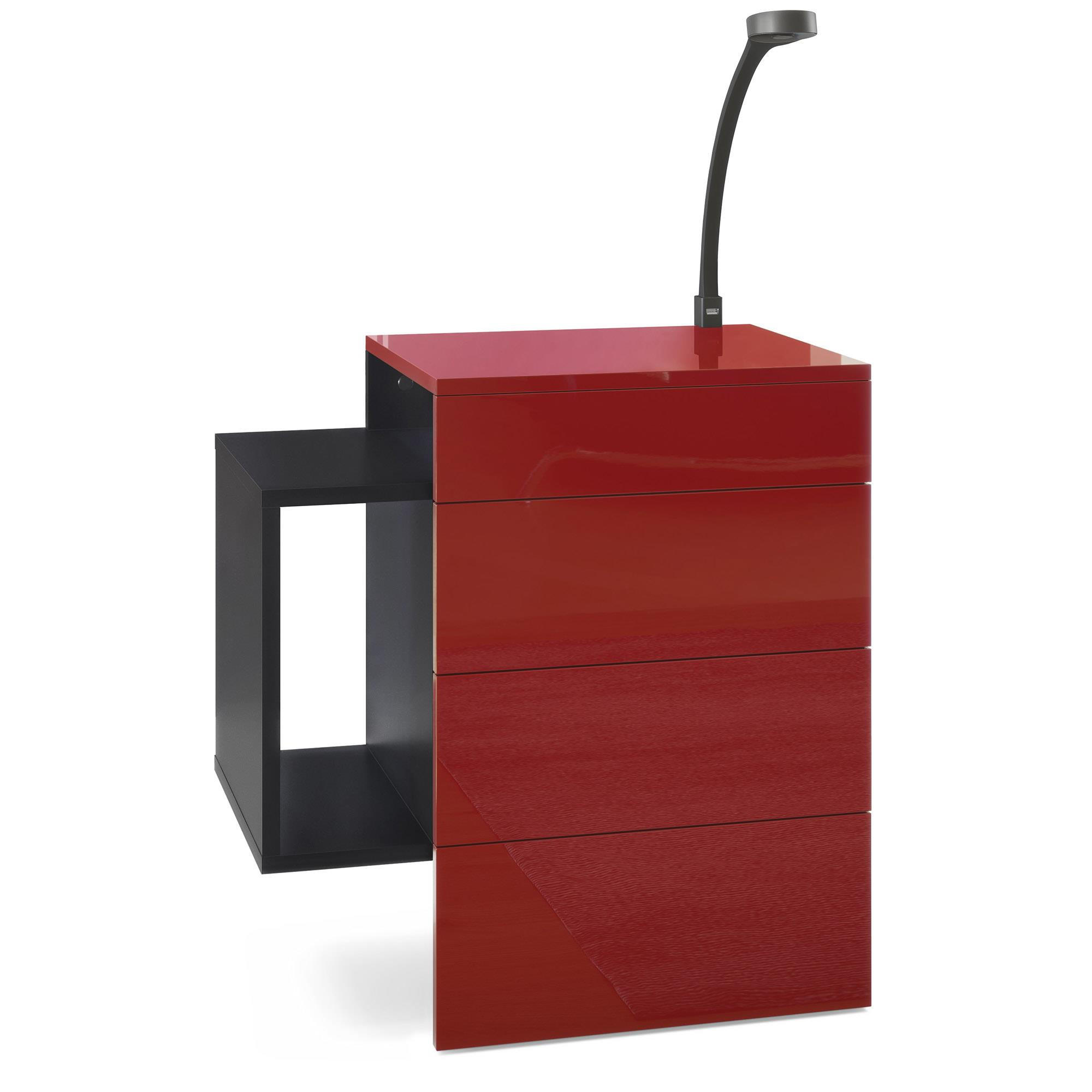 NACHTTISCH Queens Front in Bordeaux Hochglanz - Bordeaux, Holzwerkstoff (60/63/36cm) - Vladon