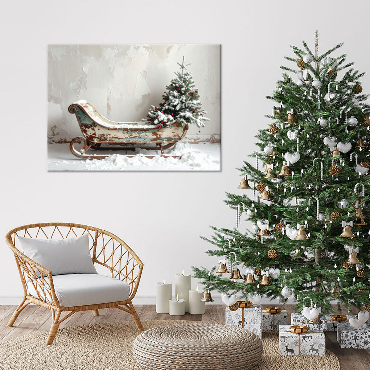 LEINWANDBILD Weihnachten 90x60cm - Grau, Textil (90/60cm) - Feeby