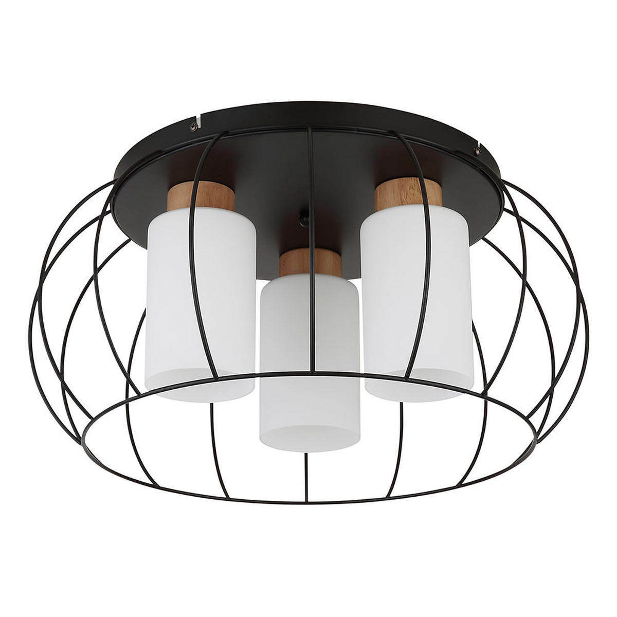 DECKENLEUCHTE ROWENA LED Metall Schwarz matt, Eiche - Schwarz, Holz (50/50/25cm) - Globo Lighting
