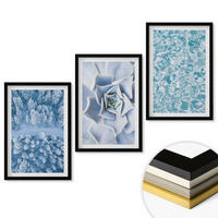 WANDBILDER 3er-Set - 40x60 cm Schwarzer Rahmen - Winterwald blaue Blume Wasser - Schwarz, Kunststoff (40/60cm) - ArtPrintCave