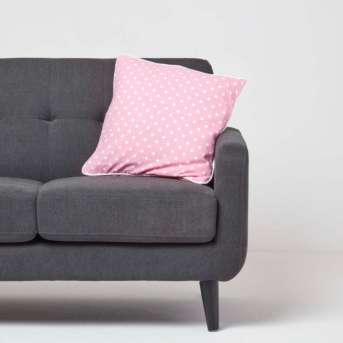 KISSENHÜLLE Polka Dots 45/45 cm, 100% Baumwolle - Rosa, Textil (45/45cm) - Homescapes