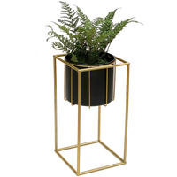 BLUMENSTÄNDER eckig Gold/Schwarz 24/24/45 cm - Gelb, Metall (24/45/24cm) - DanDiBo