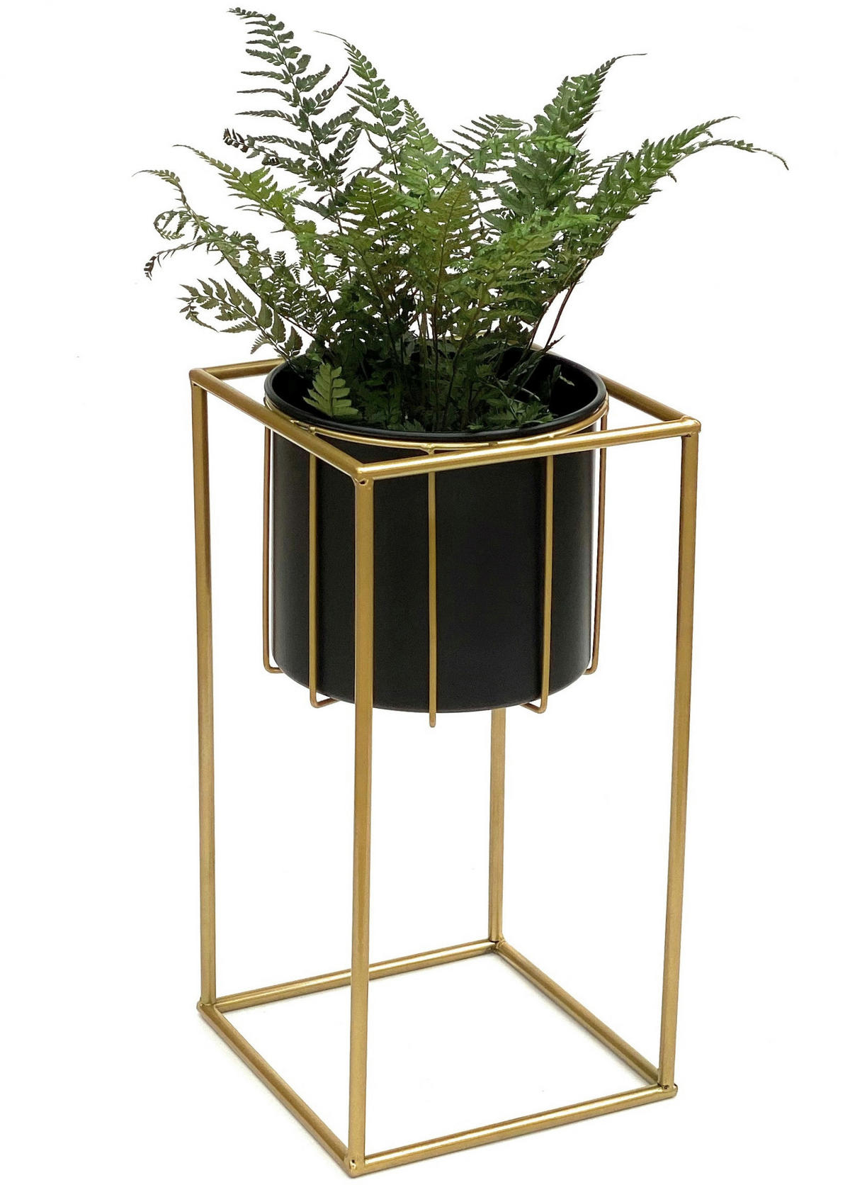 BLUMENSTÄNDER eckig Gold/Schwarz 24/24/45 cm - Gelb, Metall (24/45/24cm) - DanDiBo