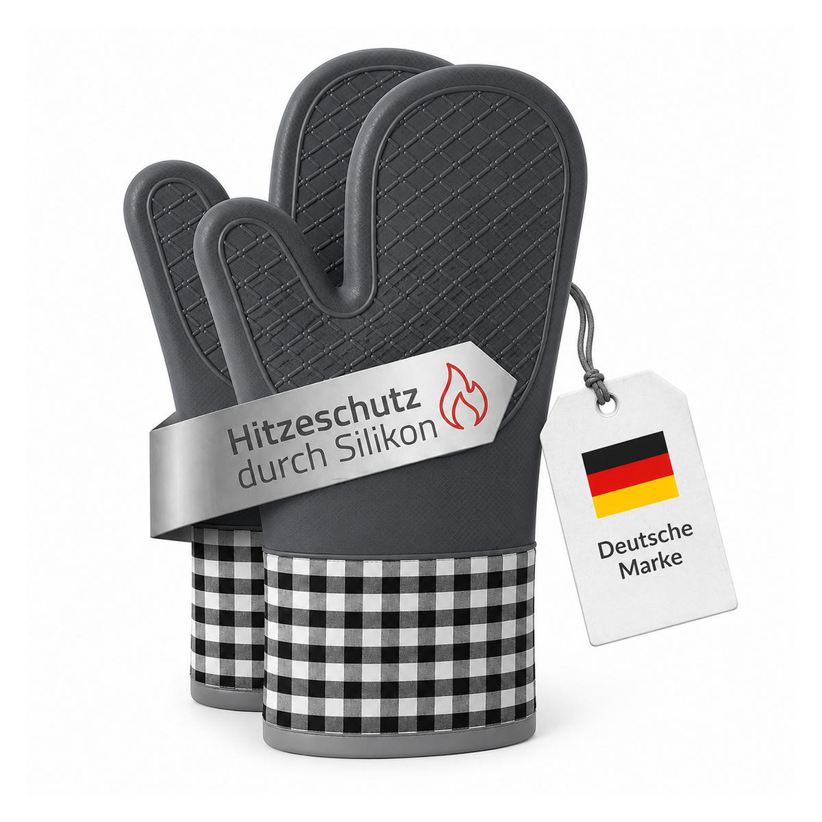 SILIKON Ofenhandschuh 2er Pack - Grau - Grau, Kunststoff (18/29cm)