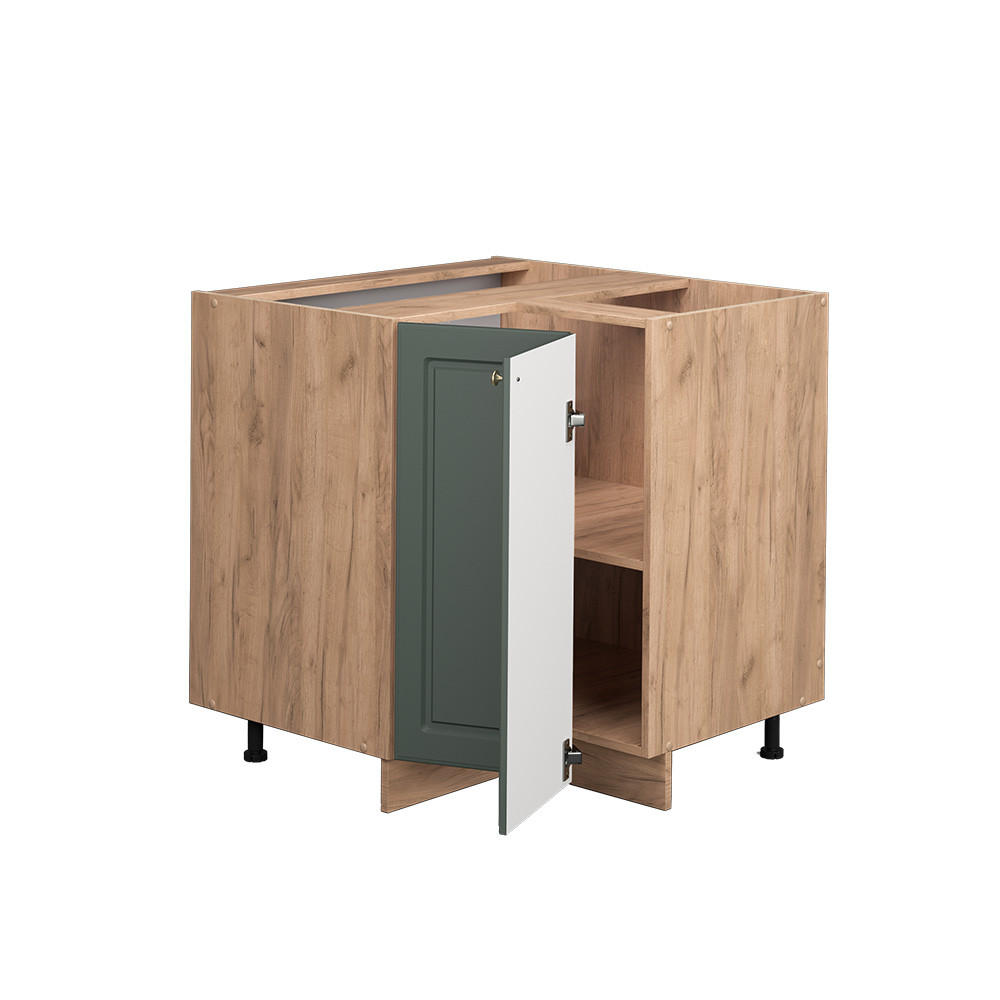 ECKUNTERSCHRANK Fame-Line Grün-Gold Landhaus 80.5 cm, AP Marmor - Eiche Wotan/Grün, Holzwerkstoff (80.5/82/60cm) - Vicco