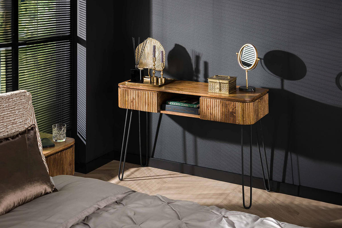 KONSOLENTISCH HEVE Braun Holz - Schwarz/Braun, Holz (40/110/77cm) - KAWOLA