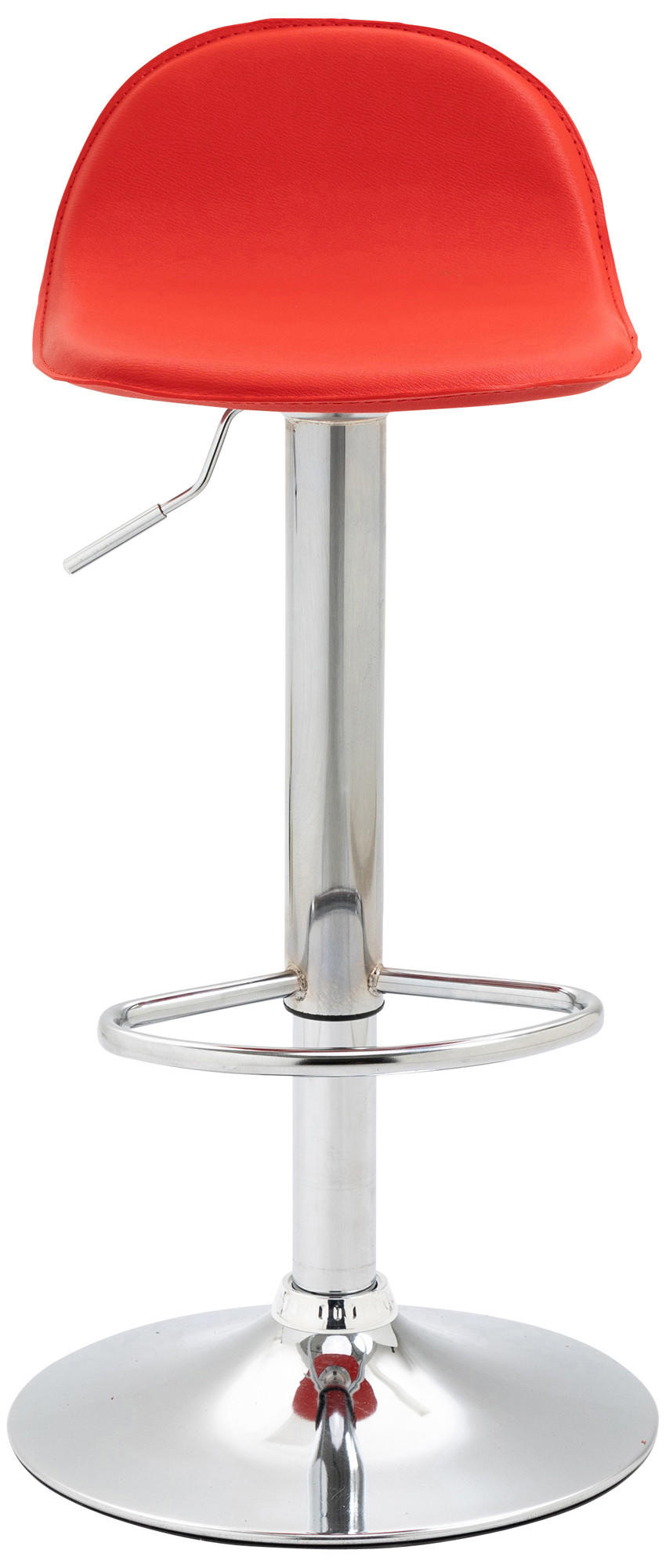 BARHOCKER Lederlook rot - Chromfarben/Rot, Textil/Metall (39/73/41cm) - CLP