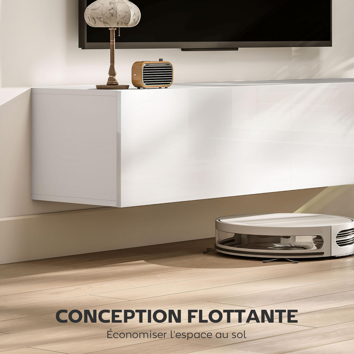 TV-LOWBOARD Weiß 140/33/29,8 cm, Hängend, 2 Türen - Weiß, Holzwerkstoff (140/29.8/33cm) - PANGIVO