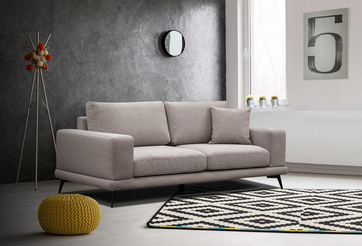 SOFA MEDIOLANE 2,5-Sitzer, taupe - Taupe, Holzwerkstoff/Textil (203/87/96cm) - Courtois Laville
