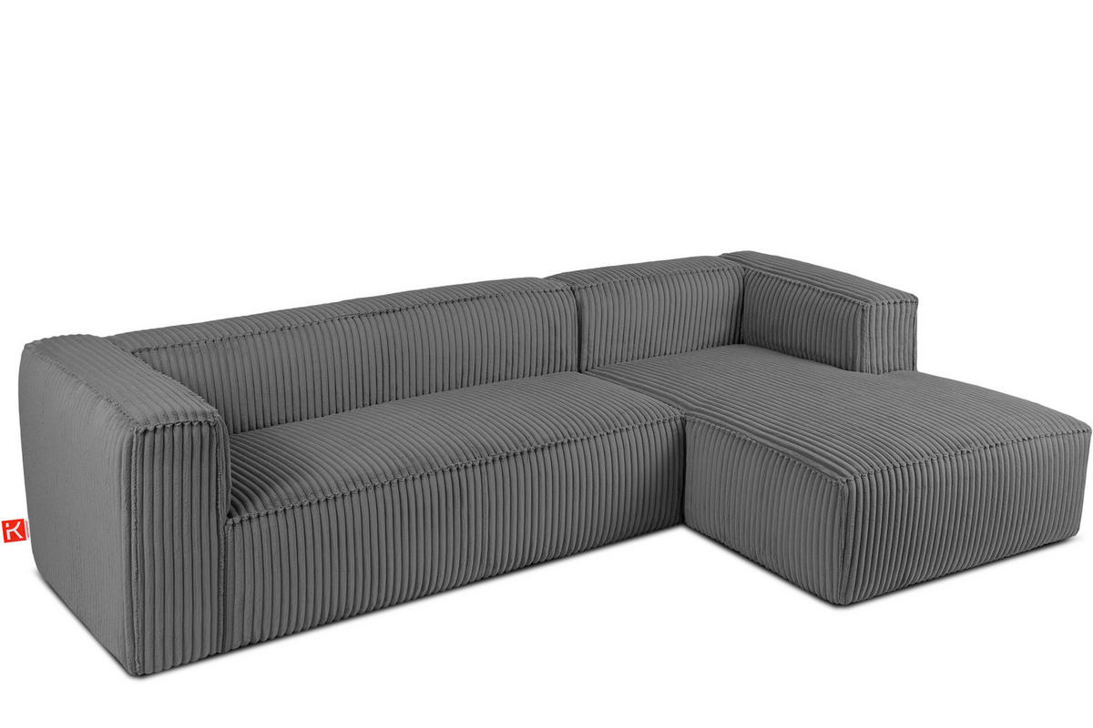 ECKSOFA-RECHTS FEROX Modern, Cord-Stoff, dunkelgrau - Dunkelgrau, Textil (305/175cm) - KONSIMO®