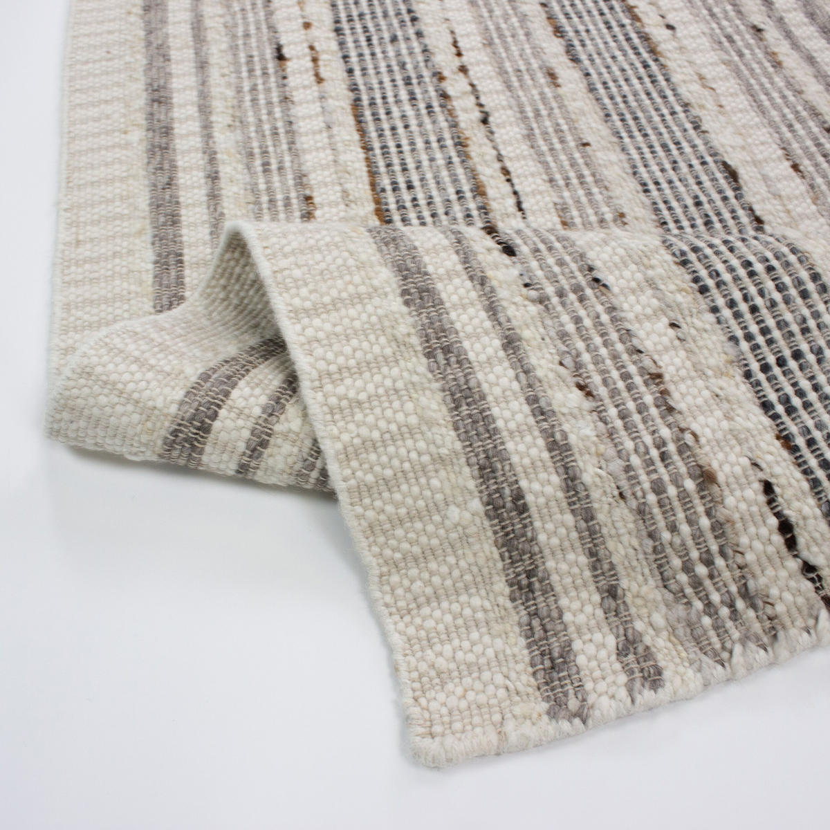 TEPPICH aus Wolle handgewebt HYTHE in Natur, gestreift, 140 x 200 cm - Beige, Textil (200/140cm) - KADIMA DESIGN