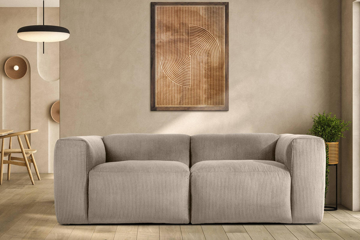 2-SITZER-MODULSOFA BUFFO mit extrem weicher und bequemer Sitzfläche, Kordstoff, beige - Beige, Textil (210/73/96cm) - KONSIMO®