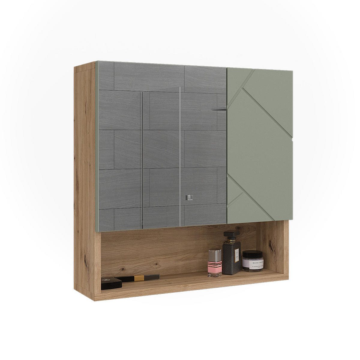 KOUPELNOVÁ ZRCADLOVÁ SKŘÍŇKA Irma Šalvějově zelená - šalvějově zelená, kompozitní dřevo (54/55/16.9cm) - Vicco