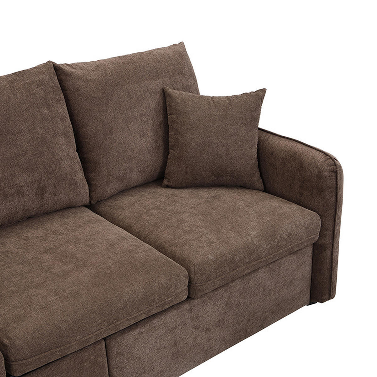 WOHNLANDSCHAFT 5-Sitzer Chenille Antikbraun mit Schlaffunktion, Schubladen, Stauraum und mit Kissen - Braun, Holzwerkstoff/Kunststoff (188/86/82cm) - WISHDOR