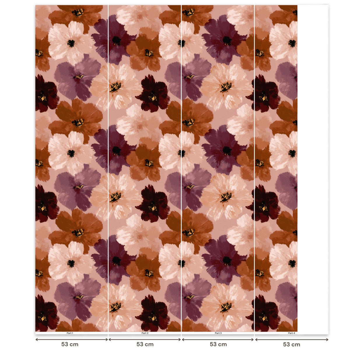 TAPETE - Blumen - Abstrakt - Erdtöne - 180x220 cm - Multicolor, Papier (180/220cm) - OnlyWow