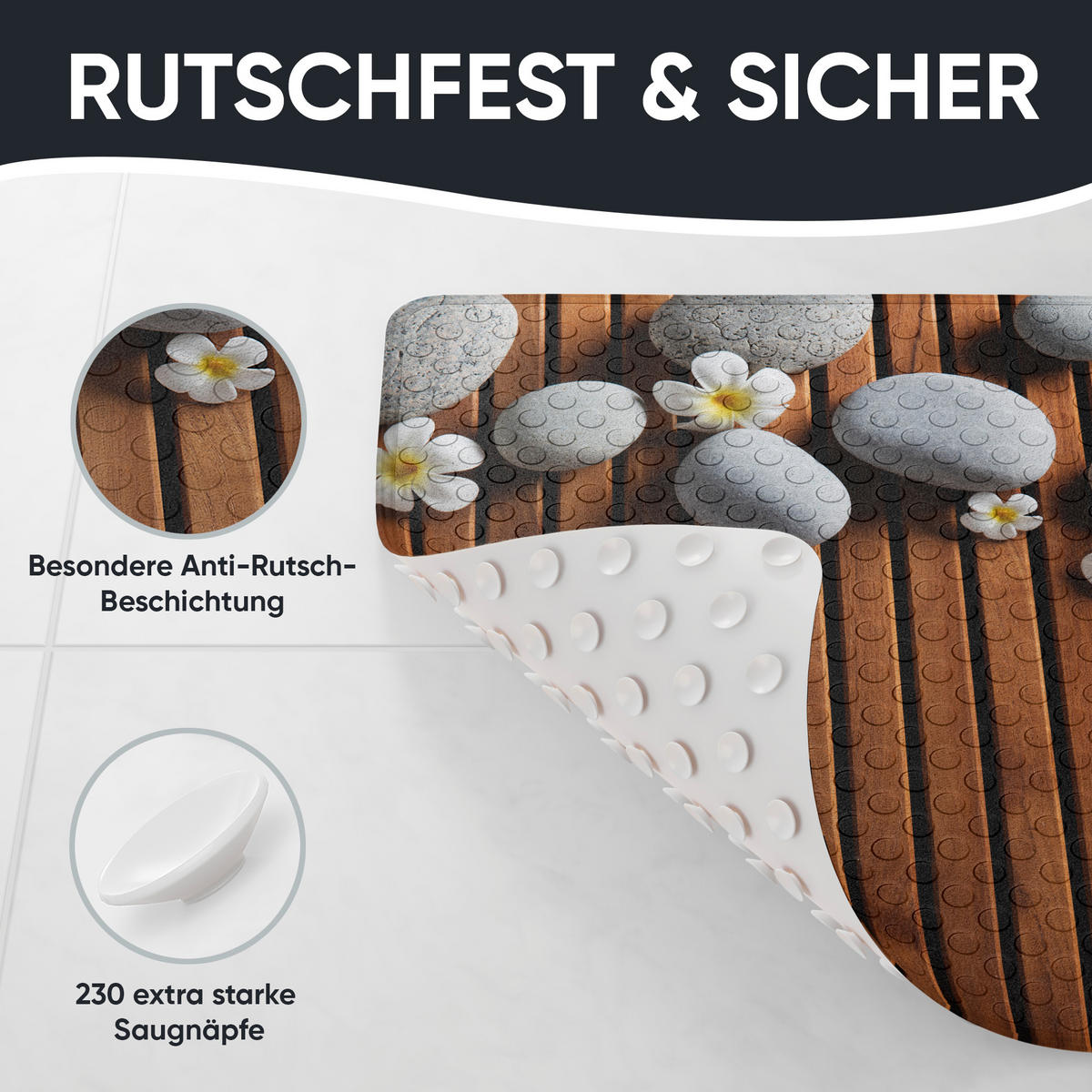 BADEMATTE Zentara - Braun, Kunststoff (53/53cm) - Sanilo