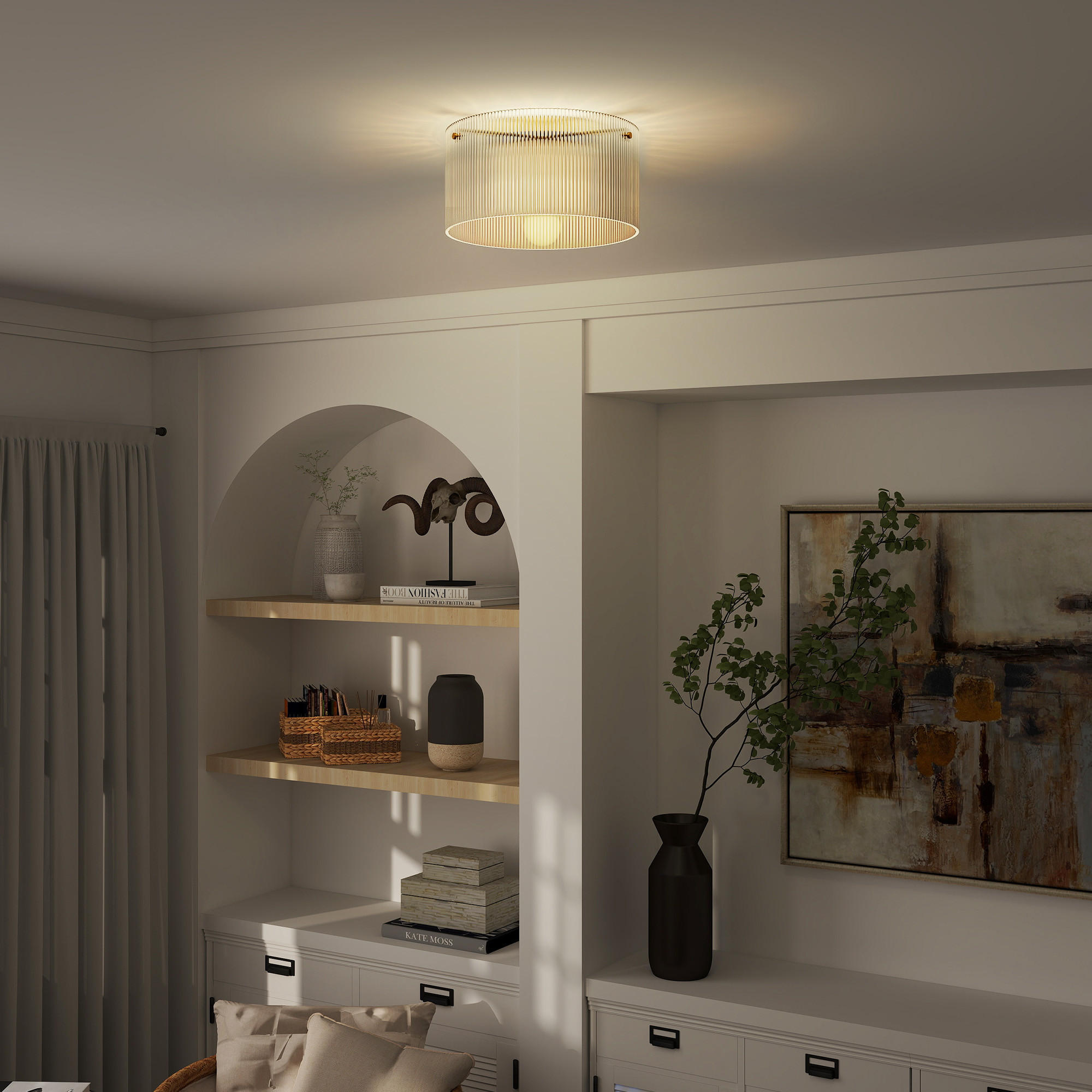 DECKENLAMPE, Runde Deckenleuchte mit E27 Fassung für Schlafzimmer - Transparent, Metall (32/32/16.5cm) - HOMCOM