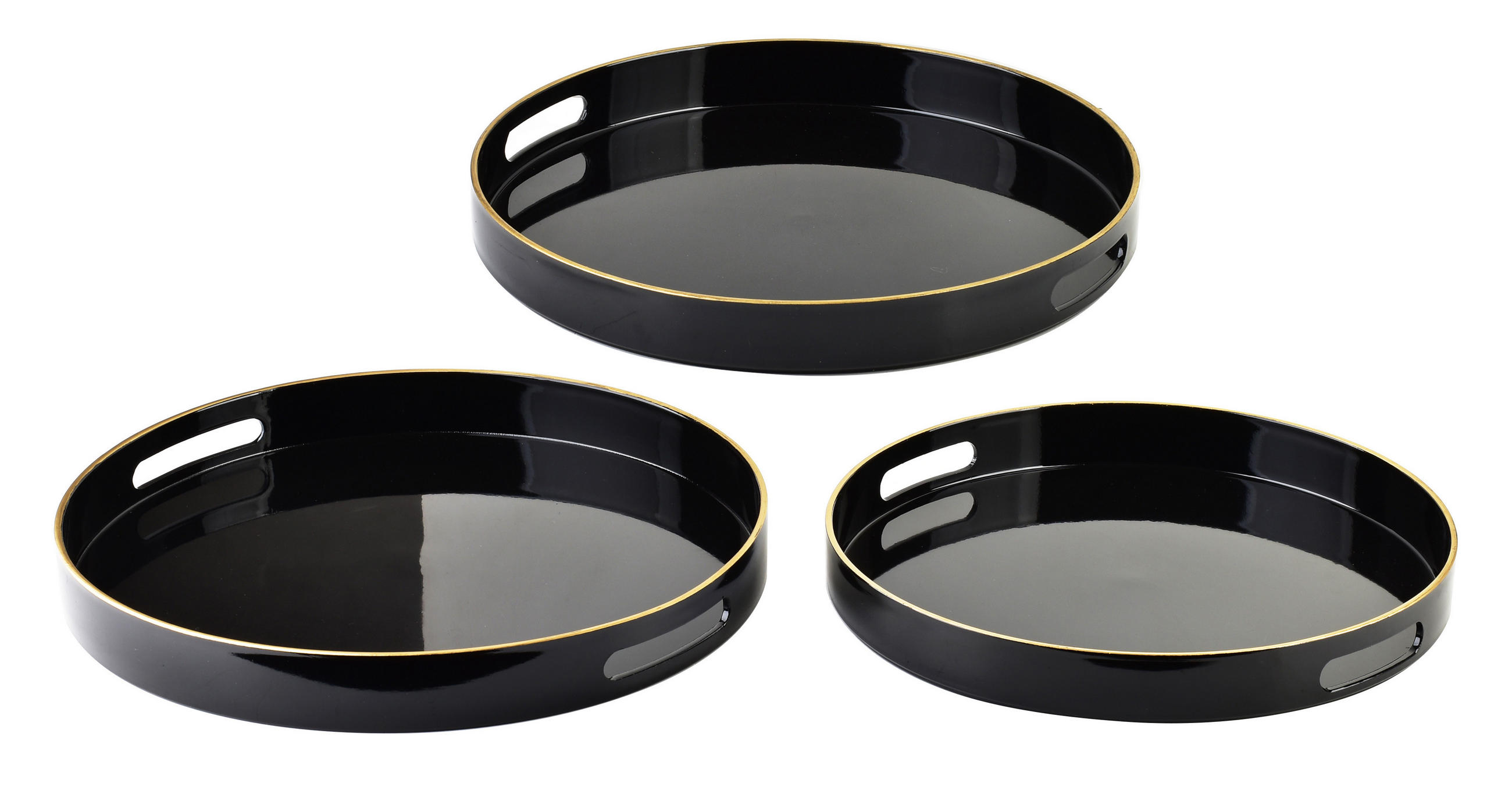 SERVIERTELLER Blanche Schwarz 3er Set 38/38/4cm Plastik - Schwarz, Kunststoff (38/4/38cm) - Mondex