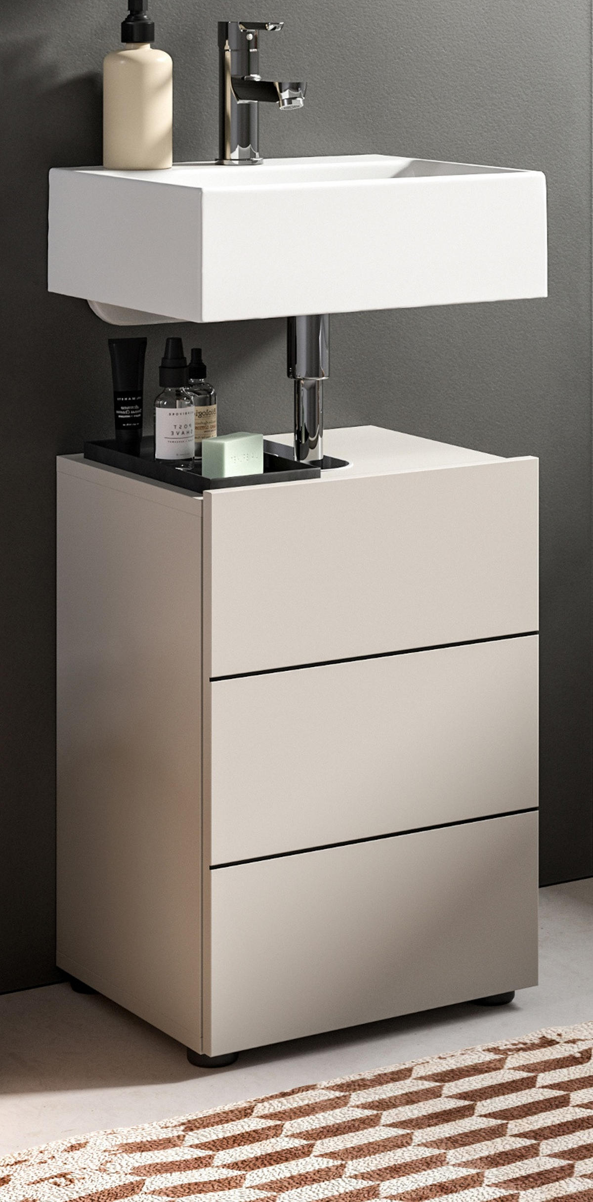 WASCHBECKENUNTERSCHRANK Kaschmir, Badezimmer Unterschrank 38 x 56 cm - Kaschmir/Schwarz, Holzwerkstoff/Kunststoff (38/56/34cm) - Inn.Furn