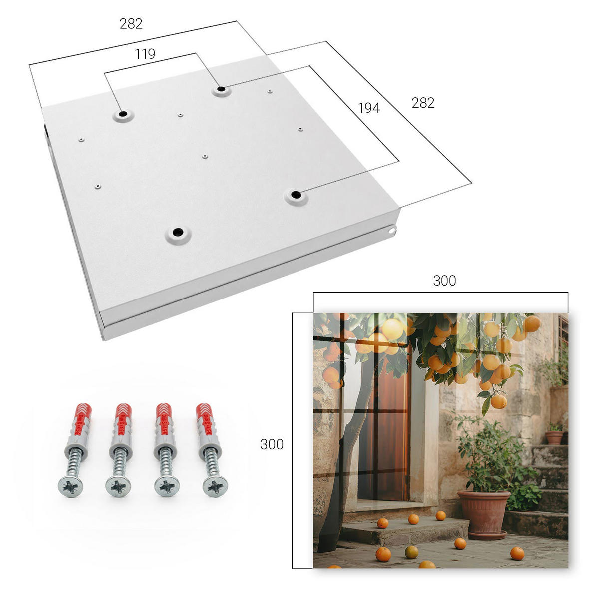 SCHLÜSSELBOX Weiß 30x30 cm – Türöffnung nach rechts - Gemütliche Terrasse - Orange, Metall (30/30/5cm) - TULUP