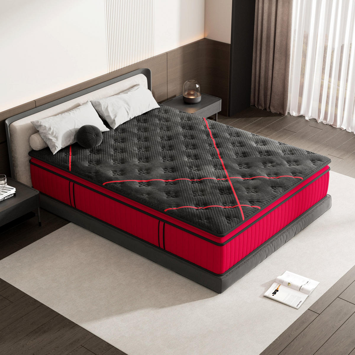 HYBRID-TASCHENFEDERKERNMATRATZE komfortabel, 90/190 cm, Höhe ca.: 30 cm, H3/H4, 7-Zonen, doppelte Komfortschaumschicht, Bewegungsisolierung - Multicolor, Textil (90/190cm) - DEWINNER
