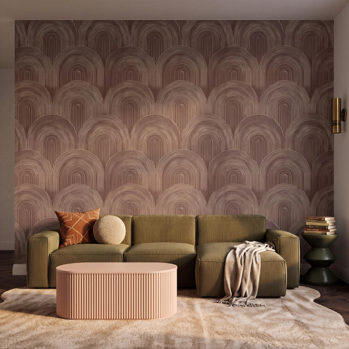 TAPETE - Rhythmic - Aufschlag - Braun - 350x280 cm - Dunkelbraun, Papier (350/280cm) - OnlyWow